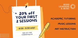 Save 20% off your first 2 sessions with Hodis Learning & Music
