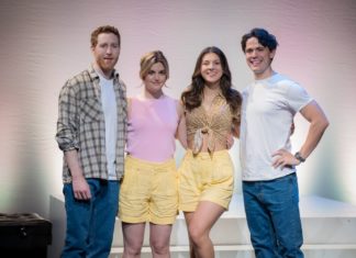 PHOTO: Luis Luque | The South Pasadenan | Both casts of The Last Five Years: Bryan Mittelstadt, Margaret Berkowitz, Jackie Bonsignore, and Jayde Mitchell at Sierra Madre Playhouse