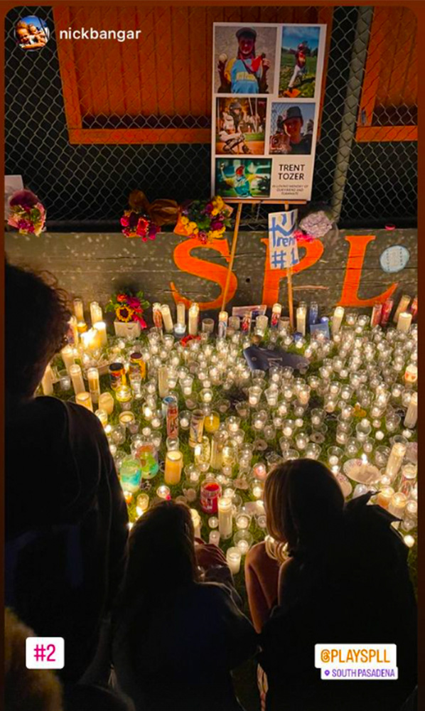 SPLL Instagram: Candlelight Memorial for Trent Tozer, South Pasadena April 5, 2023 