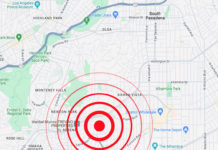 Sunday Earthquake USGS Modified: 34.086°N 118.168°W. Location is South/Southwest of South Pasadena, near Huntington Drive.
