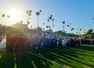 PHOTO: South Pasadena News | Mac Shropshire | Graduated seniors throw their caps in the air to signify the end of their high school journey.