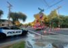 PHOTO: Steven Lawrence | The South Pasadenan News | Major water main burst causes street flooding, and further raises concerns on aging infrastructure. Tens-of-thousnads of gallons of water lost down the drain.