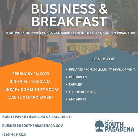Metropolis of South Pasadena Hosts Enterprise Networking Occasion February 28 | The South Pasadenan