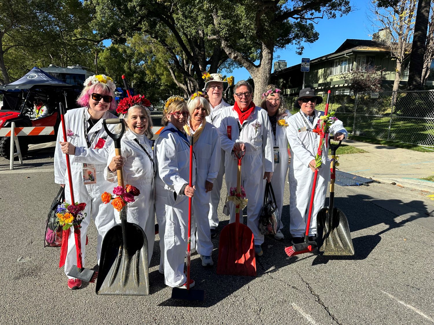 PHOTO: Bill Glazier | The South Pasadenan | A group of pooper scoopers, those who clean up after horses, were in high spirits after the Rose Parade.