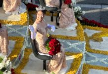 PHOTO: Bill Glazier | The South Pasadenan | Phoebe Ho, a senior at South Pasadena, was a member of the Royal Court riding down the parade route.