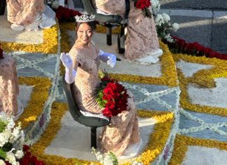 PHOTO: Bill Glazier | The South Pasadenan | Phoebe Ho, a senior at South Pasadena, was a member of the Royal Court riding down the parade route.