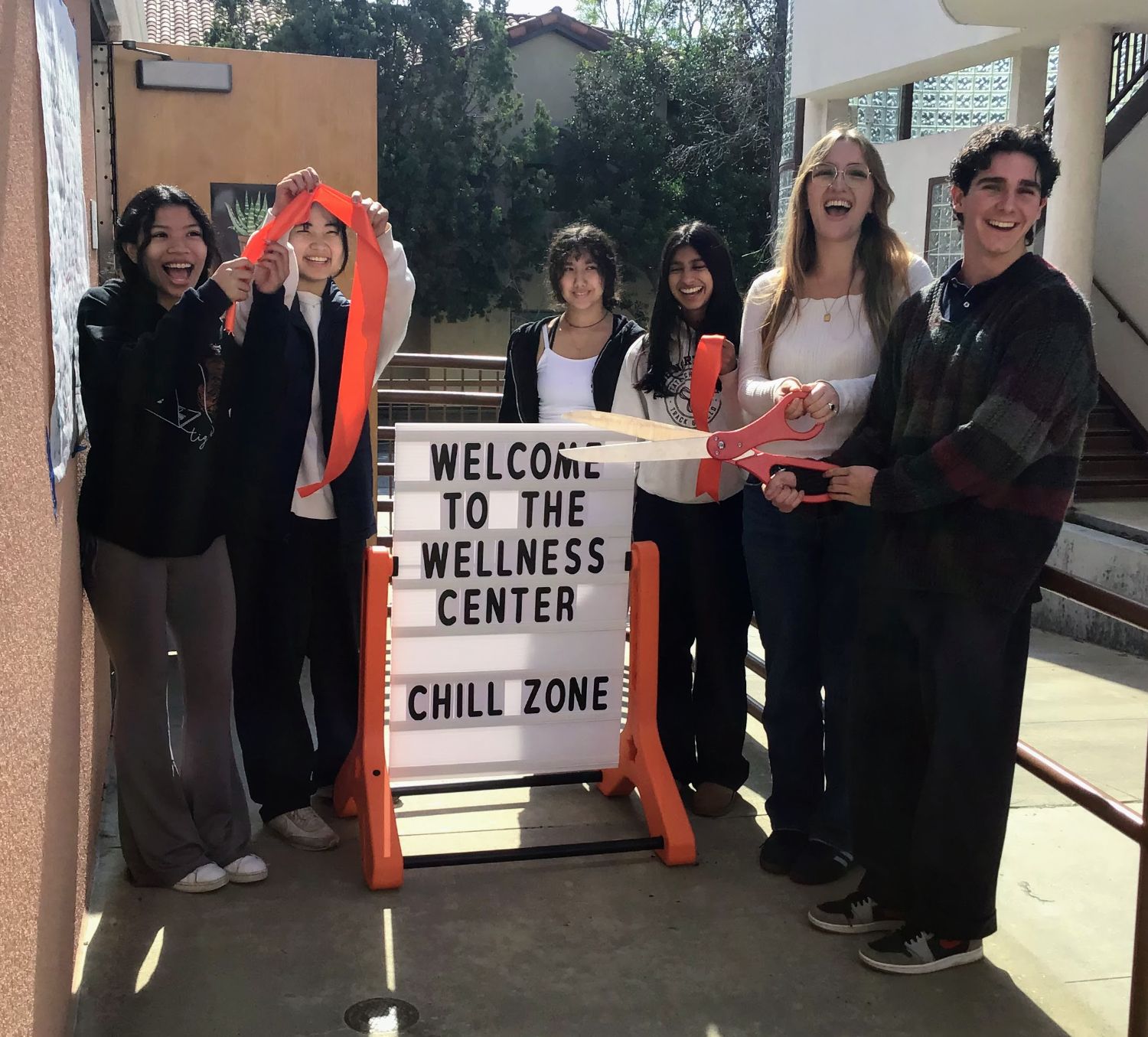 PHOTO: provided by South Pasadena Unified School District | The South Pasadenan | SPHS Peer Mediators participate in a ribbon-cutting ceremony at the renovated SPHS Wellness Center.