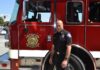 PHOTO: Alisa Hayashida | The South Pasadenan | Fire Chief Paul Riddle with Engine 81 at the South Pasadena Firehouse.