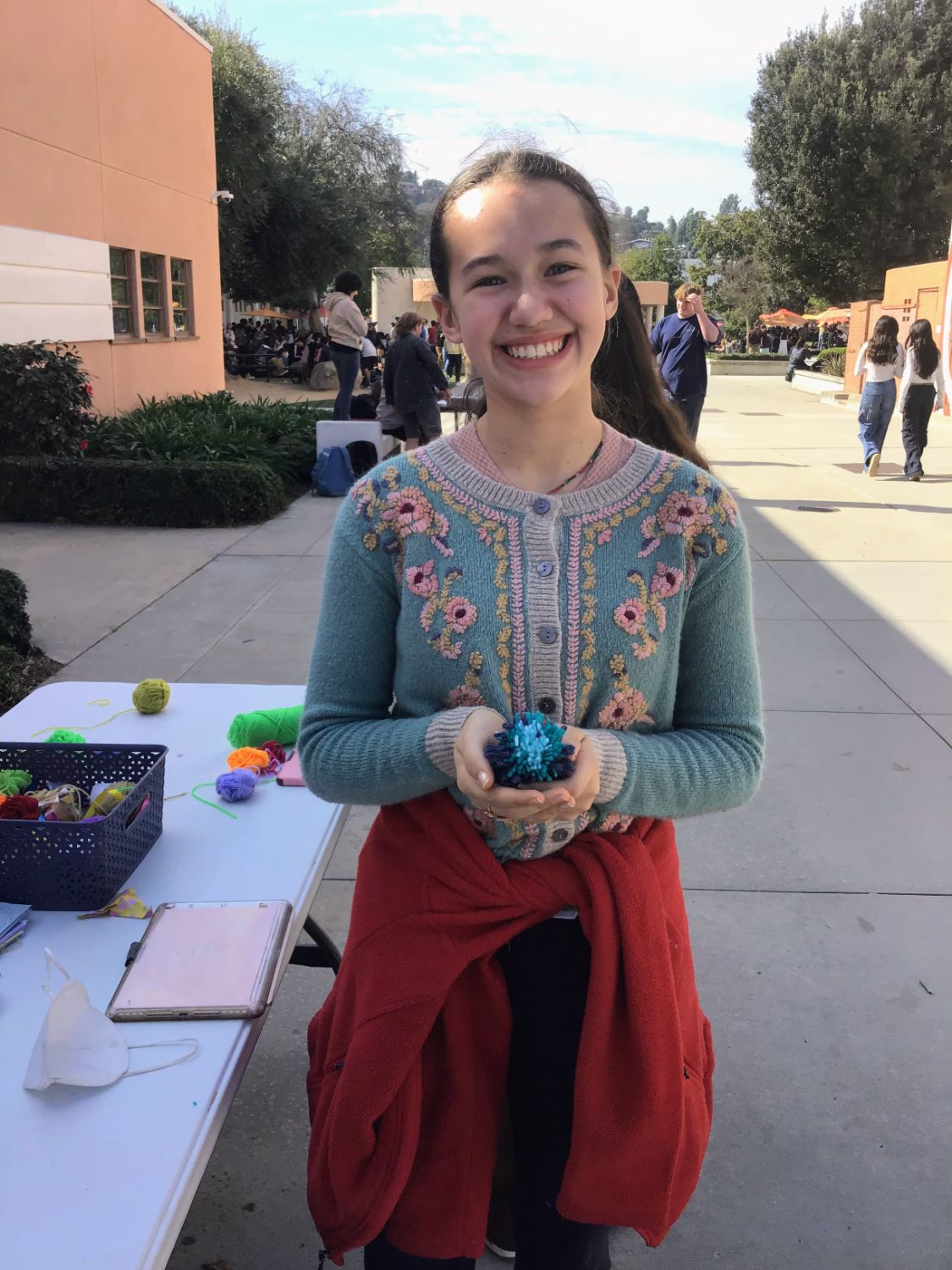 PHOTO: provided by South Pasadena Unified School District | The South Pasadenan | The SPHS Peer Mediators hosted a pom pom making craft during lunch at the high school. 