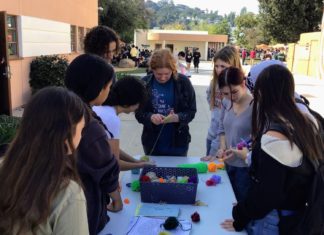 PHOTO: provided by South Pasadena Unified School District | The South Pasadenan | The SPHS Peer Mediators hosted a pom pom making craft during lunch at the high school.