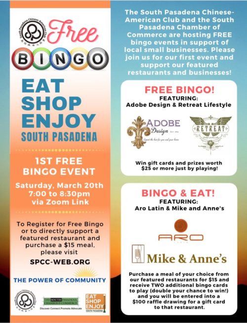 Free Bingo Night Hosted by South Pasadena Chinese-American Club ...