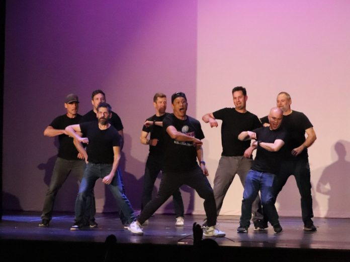 PHOTO: provided by SPMS PTSA | The South Pasadenan | Parents and staff perform on the SPMS stage for THE FOLLIES.
