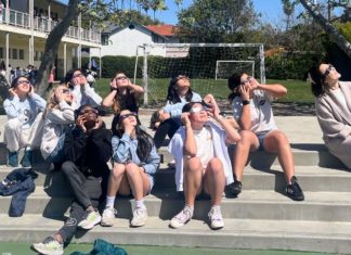PHOTO: provided by SPUSD | The South Pasadenan | South Pasadena Unified students experienced a partial solar eclipse on April 8, 2024.