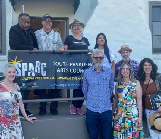 PHOTO: Alisa Hayashida | The South Pasadenan | Members of the SPARC board gather at the celebration of SPARC's 15th year and the opening of their new, permanent home. SPARC board members: Tracy Macrum, James Reynolds, Andrew Bernstein, Lissa Reynolds, Camille Farnsworth, Dean Serwin, Blue Trimarchi, Margo Newman, Sandy Kitto (SPARC president), Dean Sheldon, Lynne Heffley, Celina Duffy, Brian Bright, and Karla Thompson. (some board members not pictured)