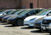 PHOTO: TESLA - Tina Kistinger | The South Pasadenan News | Newly delivered Tesla Model 3's at the South Pasadena Police Station. The next steps include converting the vehicles into fully operational police units, and installing the charging stations.
