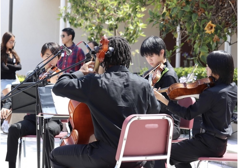 PHOTO: South Pasadena Tiger Band | The South Pasadenan | Members of the SPHS orchestra play at the retirement ceremony for Howard Crawford at South Pasadena High School June 1, 2024.