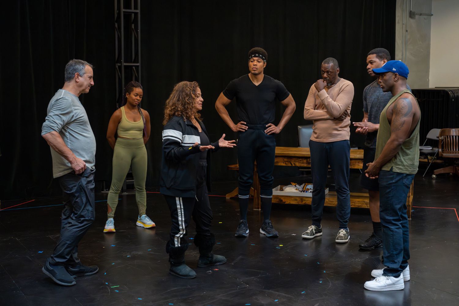 PHOTO: Javier Vasquez | The South Pasadenan | The company of "Fetch Clay, Make Man" in rehearsal. "Fetch Clay, Make Man" plays at the Kirk Douglas Theatre in Culver City June 25 to July 16, 2023.