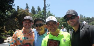 PHOTO: Sally Kilby | The South Pasadenan | Tied with First Place L-R Michael Giaimo, Richard Asao, Ryan Asao, and Chris Hertz at the 2024 SPTOR Golf Tournament
