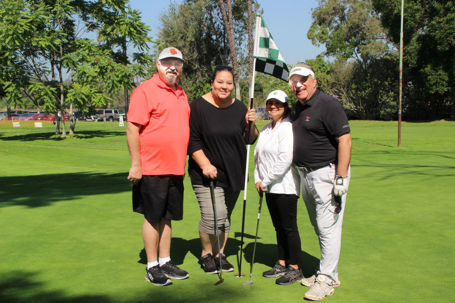 PHOTO: Henk Friezer | The South Pasadenan | Enjoying the sunny day on the course are (L-R) Alberto Ocon, Ericka Giordano, and Monique and David Maling.