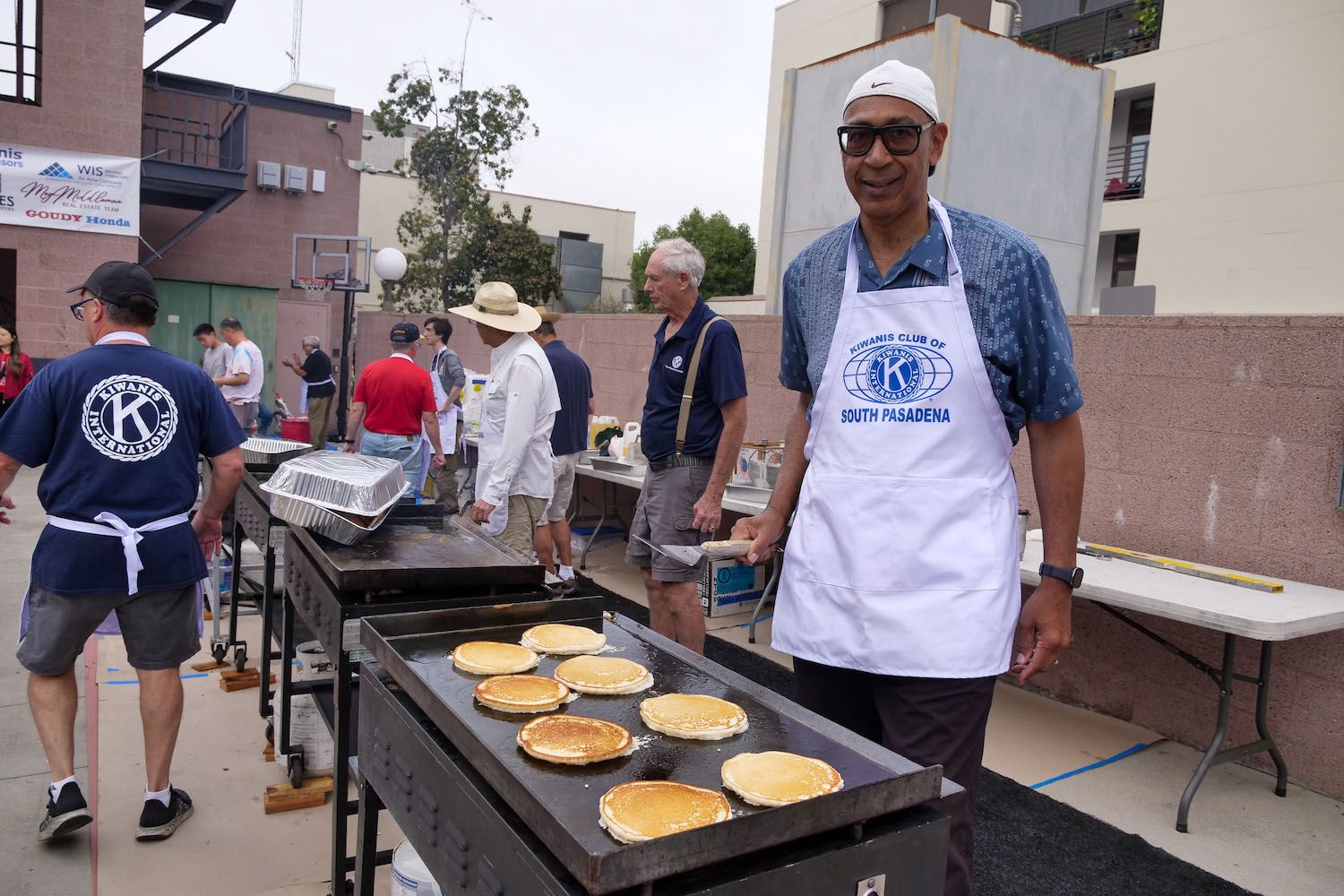 PHOTO: Esteban Lopez | South Pasadena.com News | Assemblymember Chris Holden pitches in on the pancake line at the annual Kiwanis pancake breakfast on July 4th, 2023.