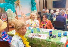 PHOTO: provided by Kathrin Richards | The South Pasadenan | Seniors enjoy the end of summer luau at the South Pasadena Senior Center.