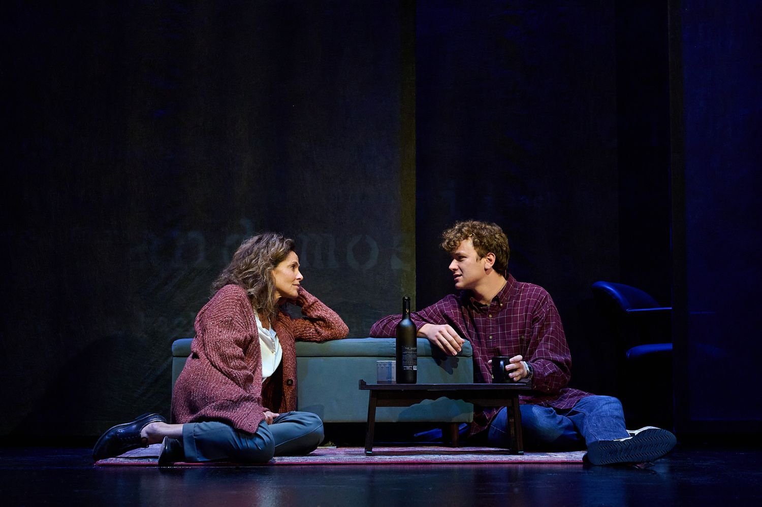 PHOTO: Mike Palma | The South Pasadenan | Amy Brenneman and Anders Keith in The Sound Inside on stage at Pasadena Playhouse.