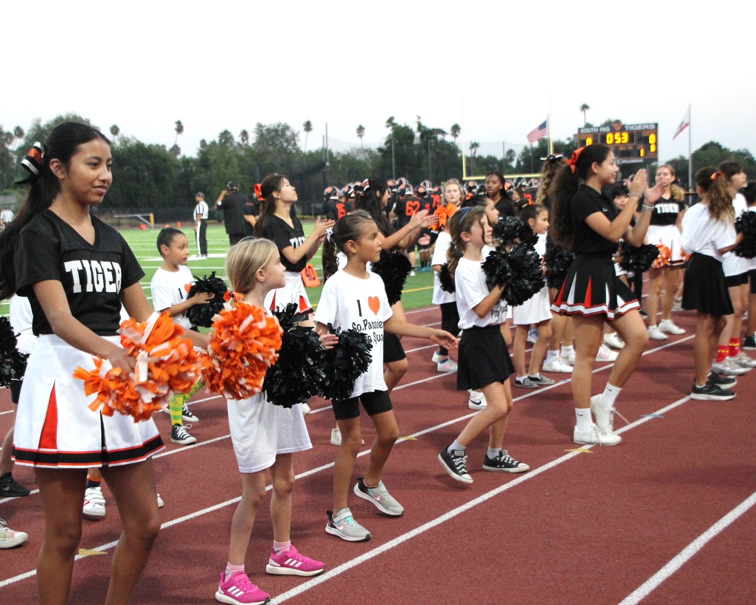 PHOTO: Henk Friezer | The South Pasadenan | Future cheerleaders take to the field with SPHS cheerleaders