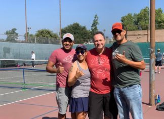 PHOTO: provided by The D.U.D.E.S. | The South Pasadenan | Pickleball Tournament organizers T Kurera, Michele Pusateri, Ittai Shadmon, and Mike Noe.