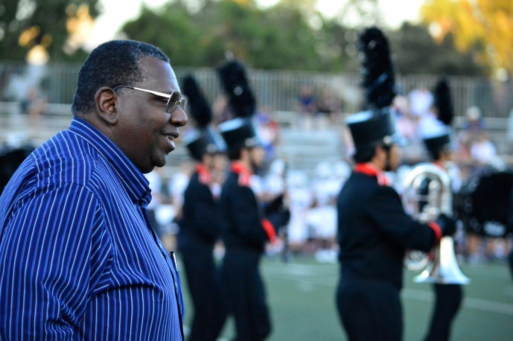 PHOTO: Eric Fabbro |  SouthPasadenan.com News |  Conductor/Director of the SPHS Marching Band, Howard Crawford