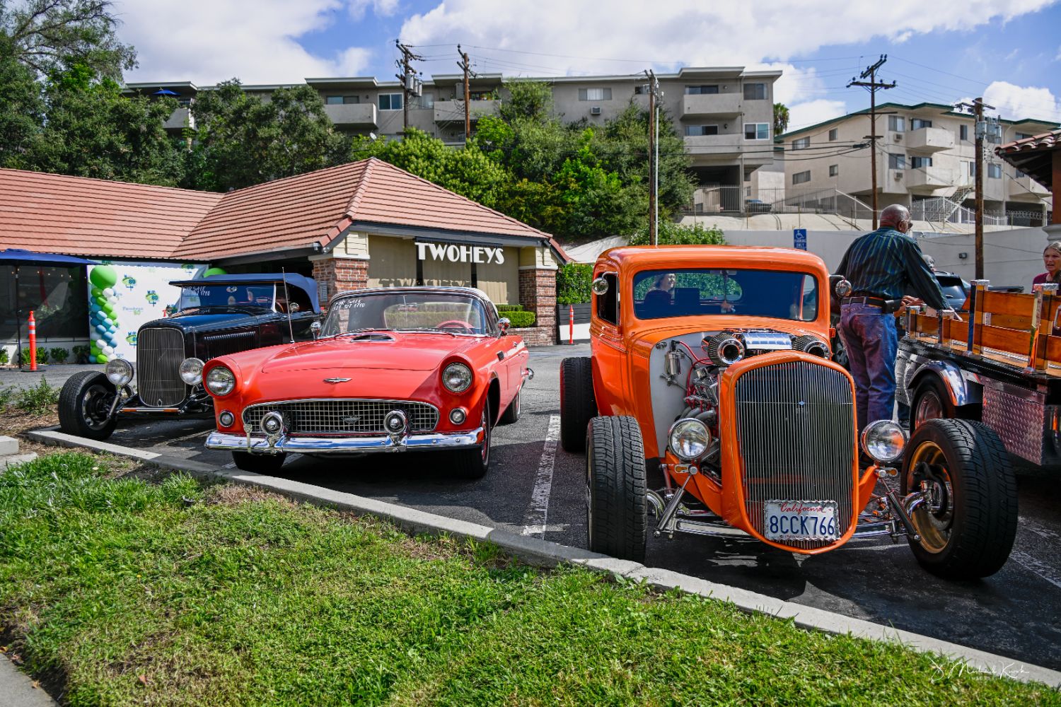 PHOTO: Mike Kwok | The South Pasadenan | Vintage cars displayed at the anniversary event were sponsored by Trompers of Eagle Rock Car Club.