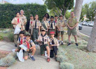PHOTO: provided by Scout Troup 342 | The South Pasadenan | Troop 342 and Troop 7 gathered together before going out into the neighborhood to sell Christmas greenery.