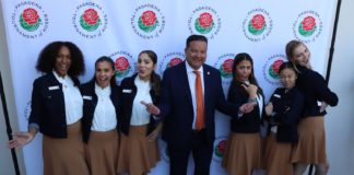 PHOTO: Tournament of Roses | The South Pasadenan | 2024 Rose Court with Pasadena Mayor Victor Gordo at the Tournament of Roses Community Open House.
