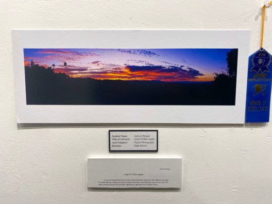 PHOTO: Alisa Hayashida | The South Pasadenan | Jackson Banger wins 1st place in the digital photography category of the 2023 PTSA Reflections exhibit at SPARC Gallery.