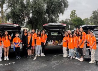 PHOTO: provided by South Pasadena Middle School | The South Pasadenan | SPMS ASB students collected canned goods for the St. James Community Food Bank in South Pasadena.