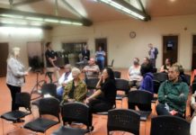 PHOTO: Henk Friezer | The South Pasadenan | Community Services Director, Sheila Pautsch, answers questions at the City's Open House on transit held at the Senior Center November, 14, 2023
