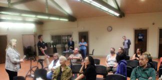 PHOTO: Henk Friezer | The South Pasadenan | Community Services Director, Sheila Pautsch, answers questions at the City's Open House on transit held at the Senior Center November, 14, 2023