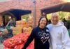 PHOTO: Alisa Hayashida | The South Pasadenan | Director of Life, Peace and Justice, Marlene Moore, with former Mayor Bob Joe at the Thanksgiving Giving Bank at Holy Family Church.