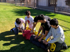 PHOTO: provided by South Pasadena High School | The South Pasadenan | SPHS Students in Advanced Sports Medicine and Sports Medicine classes demonstrate exercises and techniques learned in class.