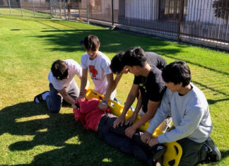 PHOTO: provided by South Pasadena High School | The South Pasadenan | SPHS Students in Advanced Sports Medicine and Sports Medicine classes demonstrate exercises and techniques learned in class.