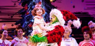 PHOTO: Jeremy Daniel | The South Pasadenan | James Schultz as THE GRINCH, Aerina DeBoer as Cindy-Lou Who and the Touring Company of Dr. Seuss’ HOW THE GRINCH STOLE CHRISTMAS! The Musical.