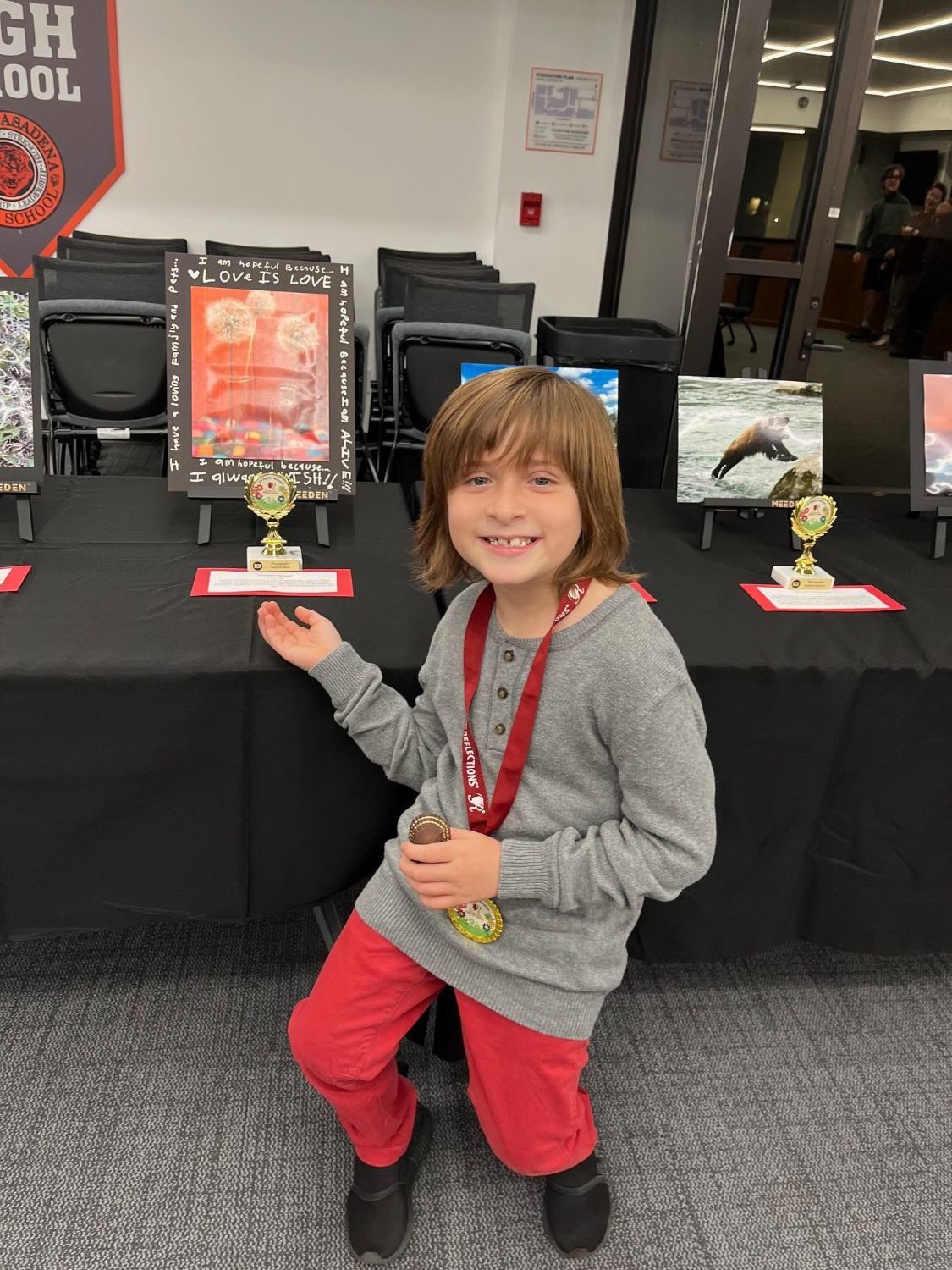 PHOTO: Cindy Ann Rubin | The South Pasadenan | Dylan Rubin at the PTSA Reflections Exhibit held at the South Pasadena Unified School District office.