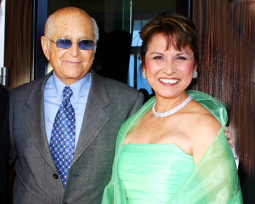 PHOTO: Henk Friezer | The South Pasadenan | Television producer Norman Lear pictured with Helen Hernandez, founder of the Imagen Foundation and his personal secretary.