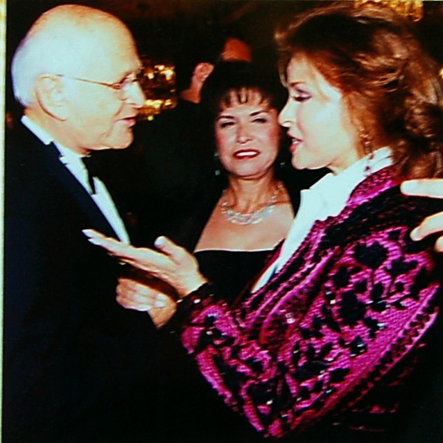 PHOTO: Henk Friezer | The South Pasadenan | Television producer Norman Lear pictured with Helen Hernandez (Founder of the Imagen Foundation and his personal secretary) and Raquel Welch.