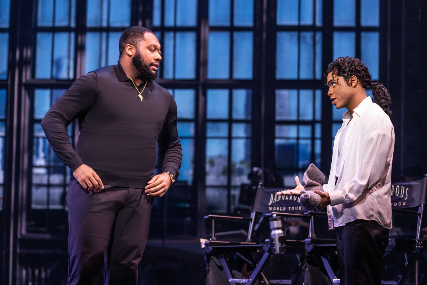 PHOTO: Matthew Murphy | The South Pasadenan | Devin Bowles as Rob (he also plays Joe Jackson) with Roman Banks as MJ in MJ The Musical.