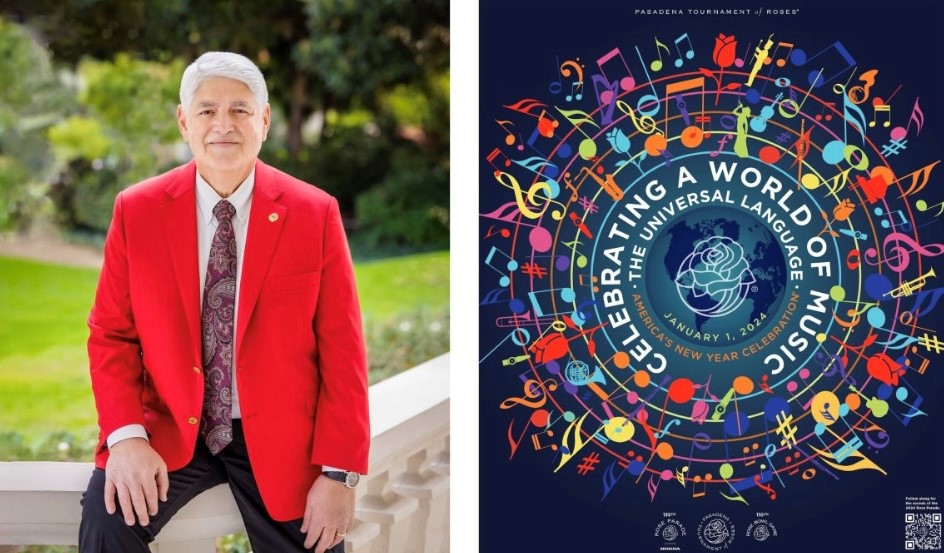 Alex Aghajanian, Tournament of Roses president, selected “Celebrating the World of Music” as the theme of the 2024 Rose Parade.